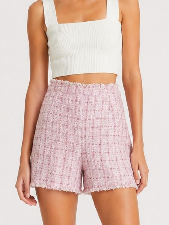 cinq a sept Pants - CINQ A SEPT Pink Tweed Coronado High Waisted Shorts